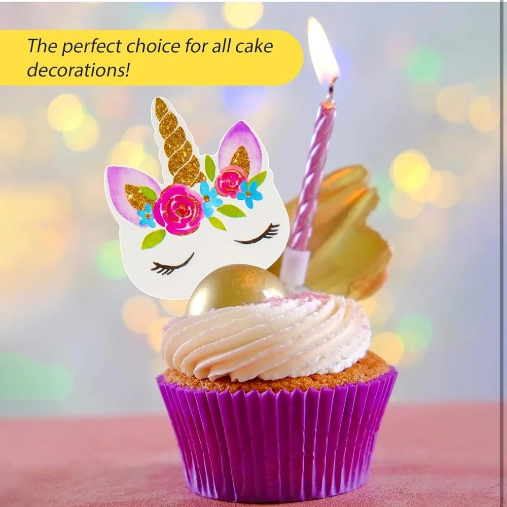 48 Unicorn Cupcake Toppers